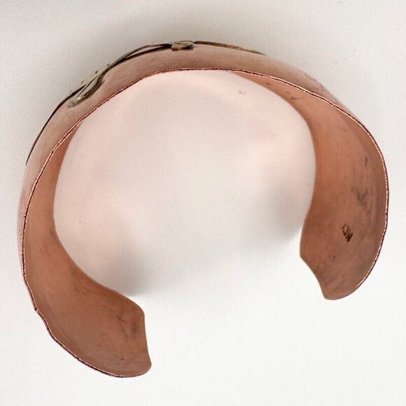 Copper and Brass Cuff Bracelet Abstract Animal Mid Century Hand Made in Mexico - Picture 10 of 12